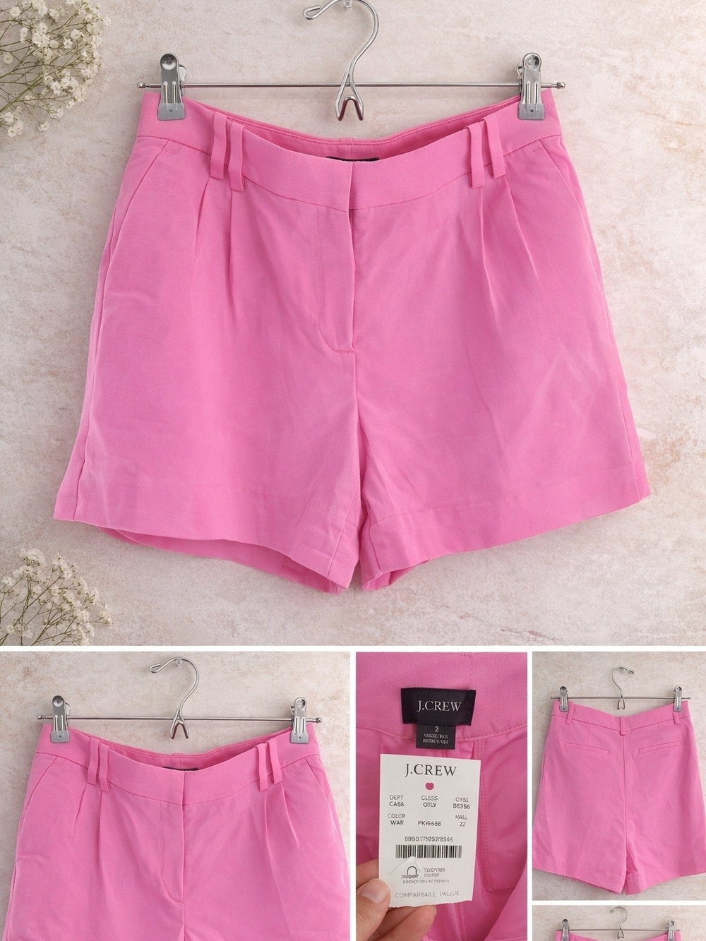 J. Crew Bright Pink High-Rise Tailored Shorts